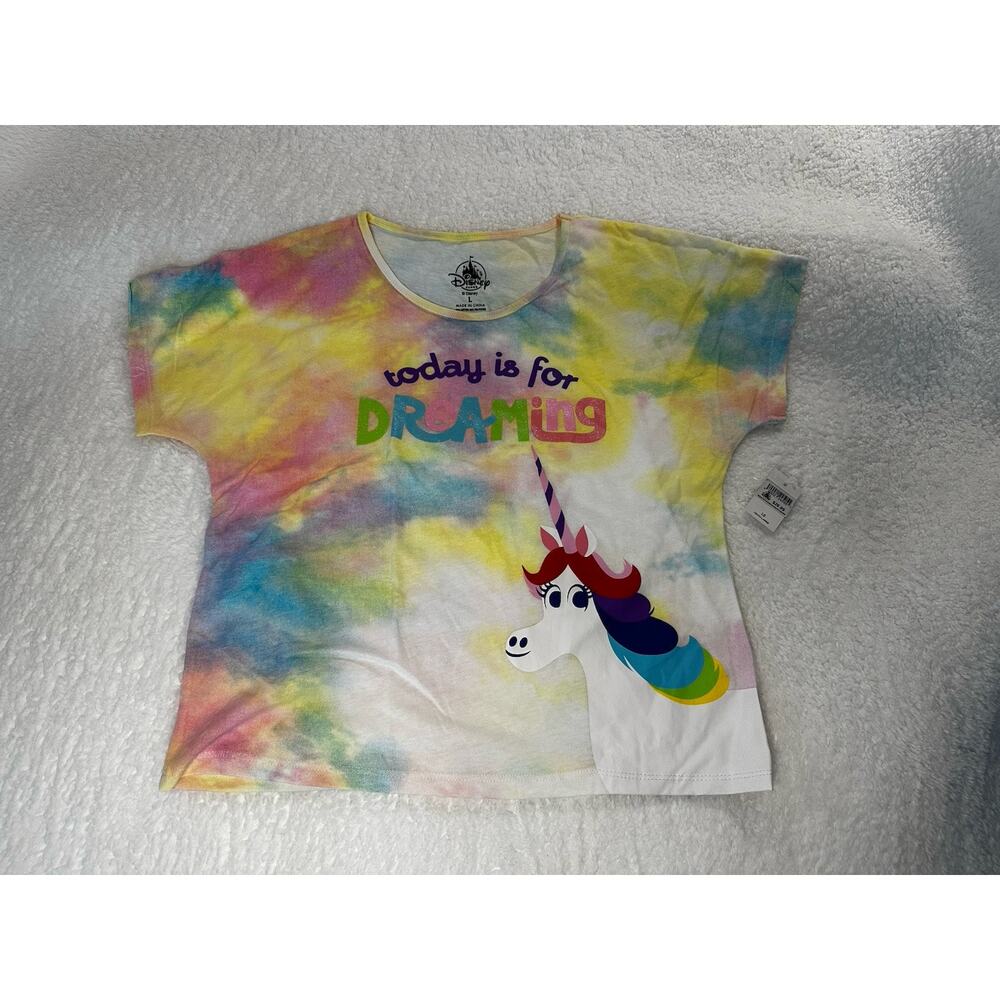 NWT Disney Parks Today is for Dreaming Tie-Dye Unicorn T-Shirt Girls Large 10/12